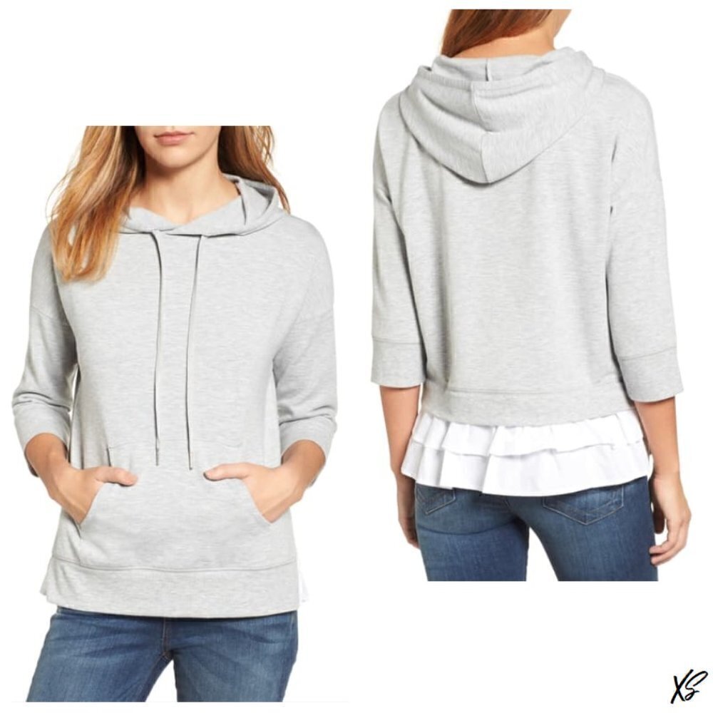 Caslon Ruffle Twofer Grey hoodie